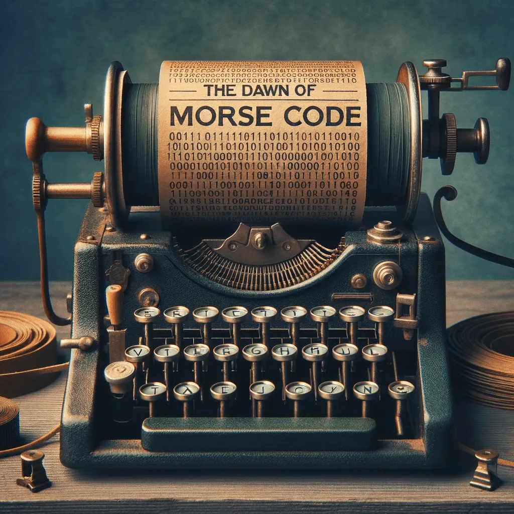 Vintage telegraph machine with Morse code tape
