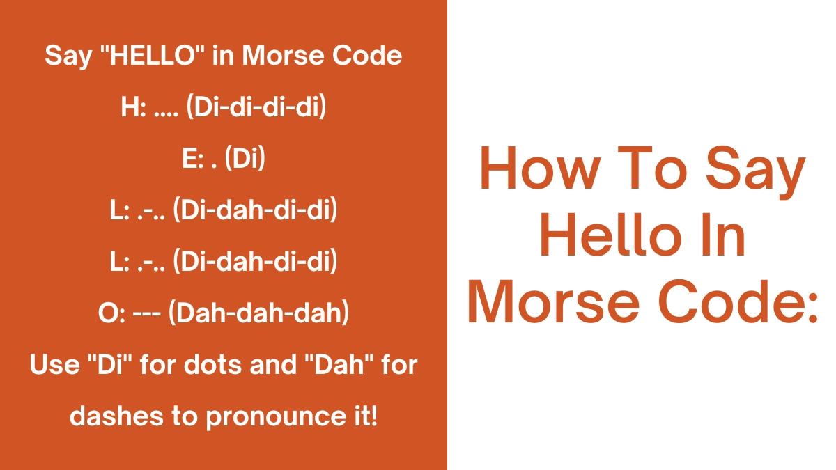 key points image explaining how to write and say hello in morse code